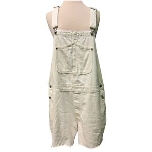 Old‎ Navy Cream Beige Cut Off Raw Hem Overall Shorts Size XL